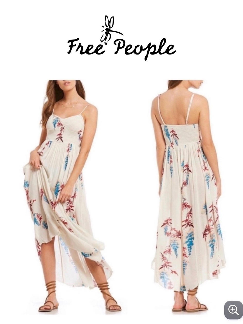 New with tags Free People Cream Floral High-Low Maxi Dress Beau